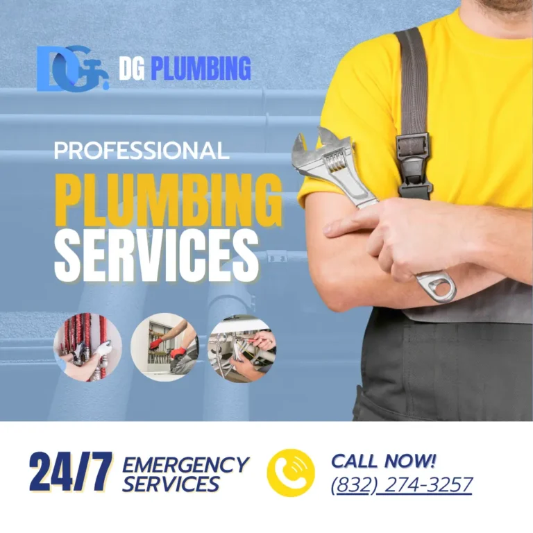 Professional plumber holding wrench promoting plumbing services with 24 hour emergency support.
